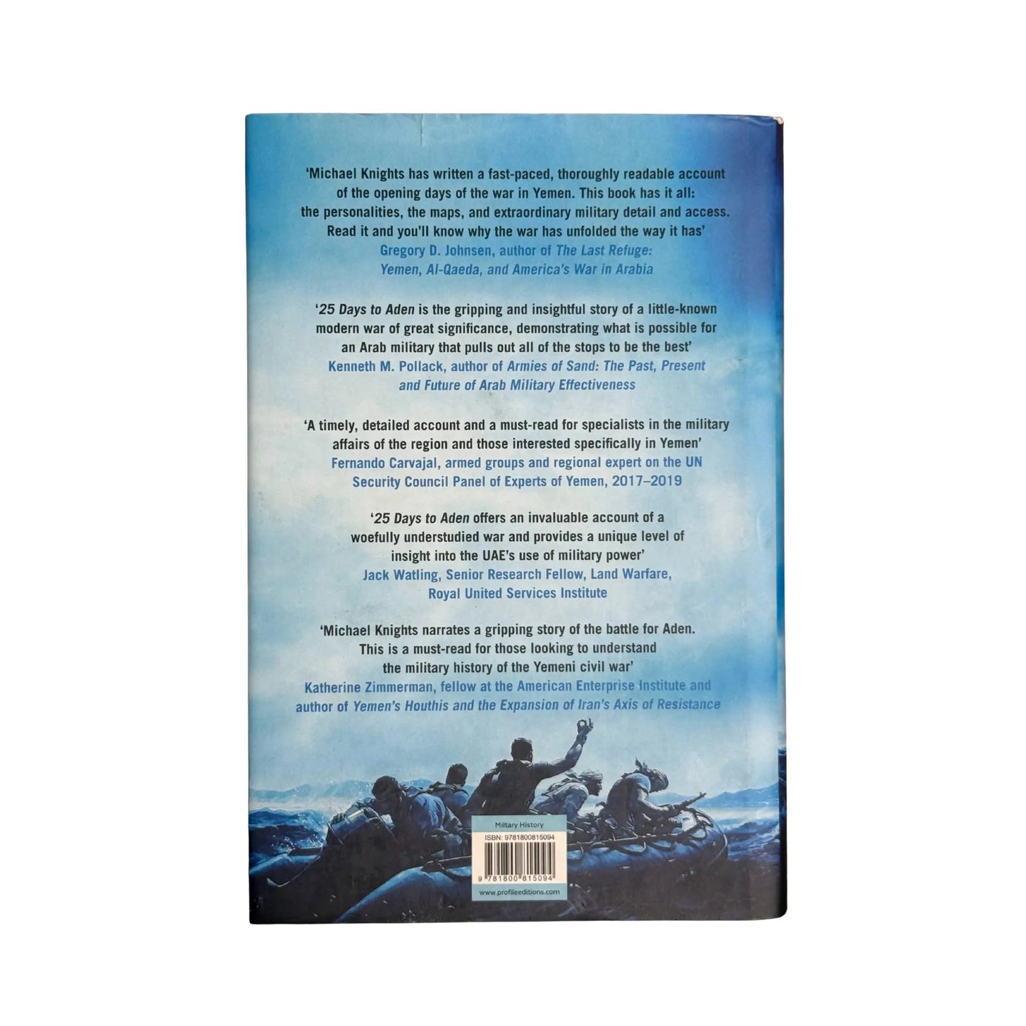 Back cover details of 25 Days to Aden imported edition