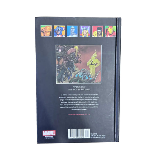 Back cover details of Avengers World imported edition