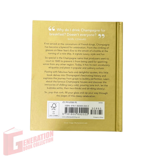 View of the back cover and ISBN information for this authentic imported copy of The Little Book of Champagne.