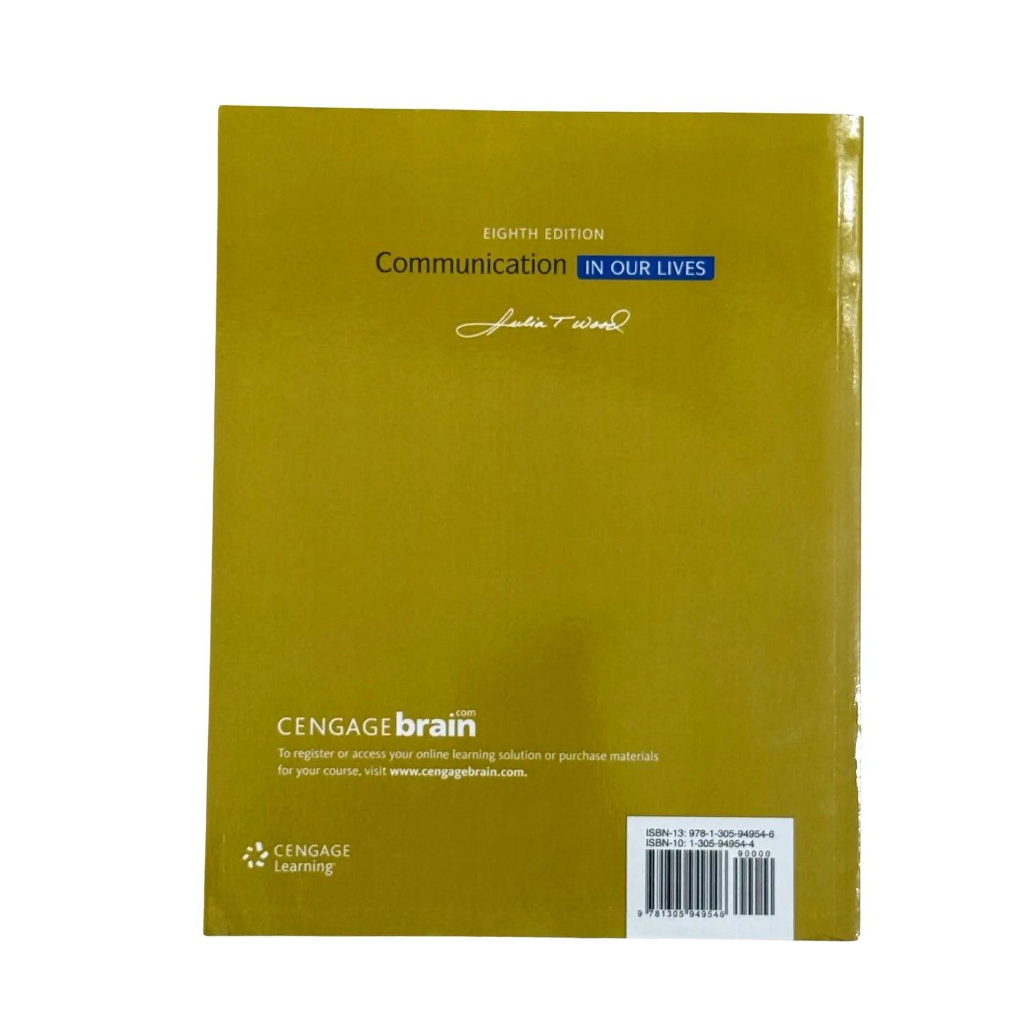 Back cover details of Communication in Our Lives imported edition