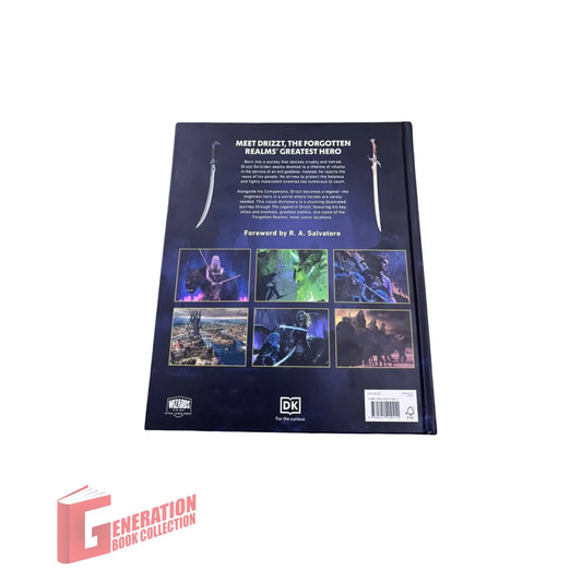 The back cover and synopsis of the original Legend of Drizzt Visual Dictionary book.