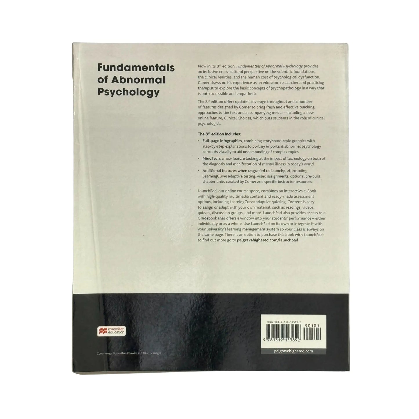 Back cover details of Fundamentals of Abnormal Psychology imported edition