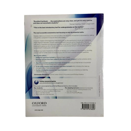 Back cover details of Introduction to Econometrics imported edition
