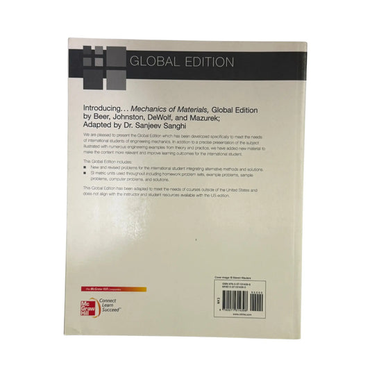 Back cover details of Mechanics of Materials imported edition