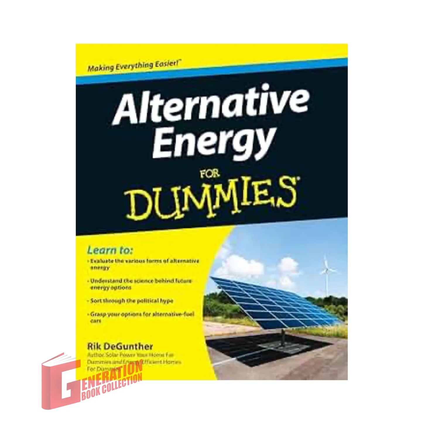 Official front cover of Alternative Energy For Dummies by Rik DeGunther, a genuine imported energy guide.