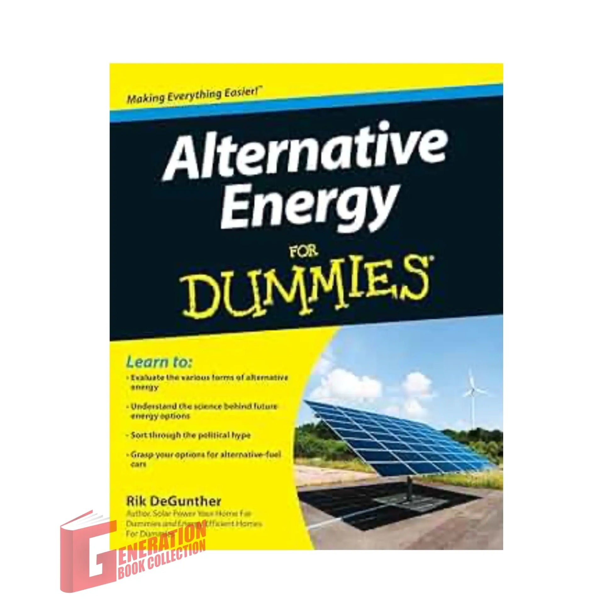 Official front cover of Alternative Energy For Dummies by Rik DeGunther, a genuine imported energy guide.