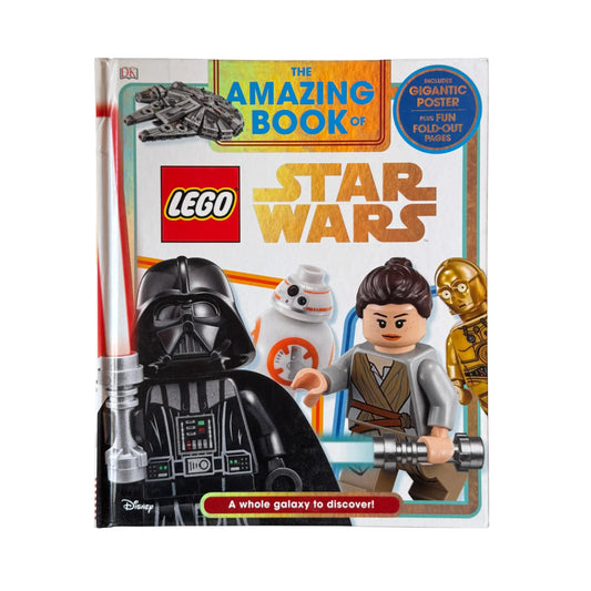 The Amazing Book of LEGO Star Wars hardcover book cover featuring Darth Vader and LEGO Star Wars characters