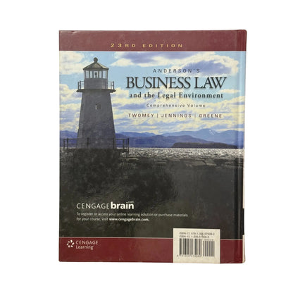 The back cover and synopsis of the original Anderson's Business Law book.