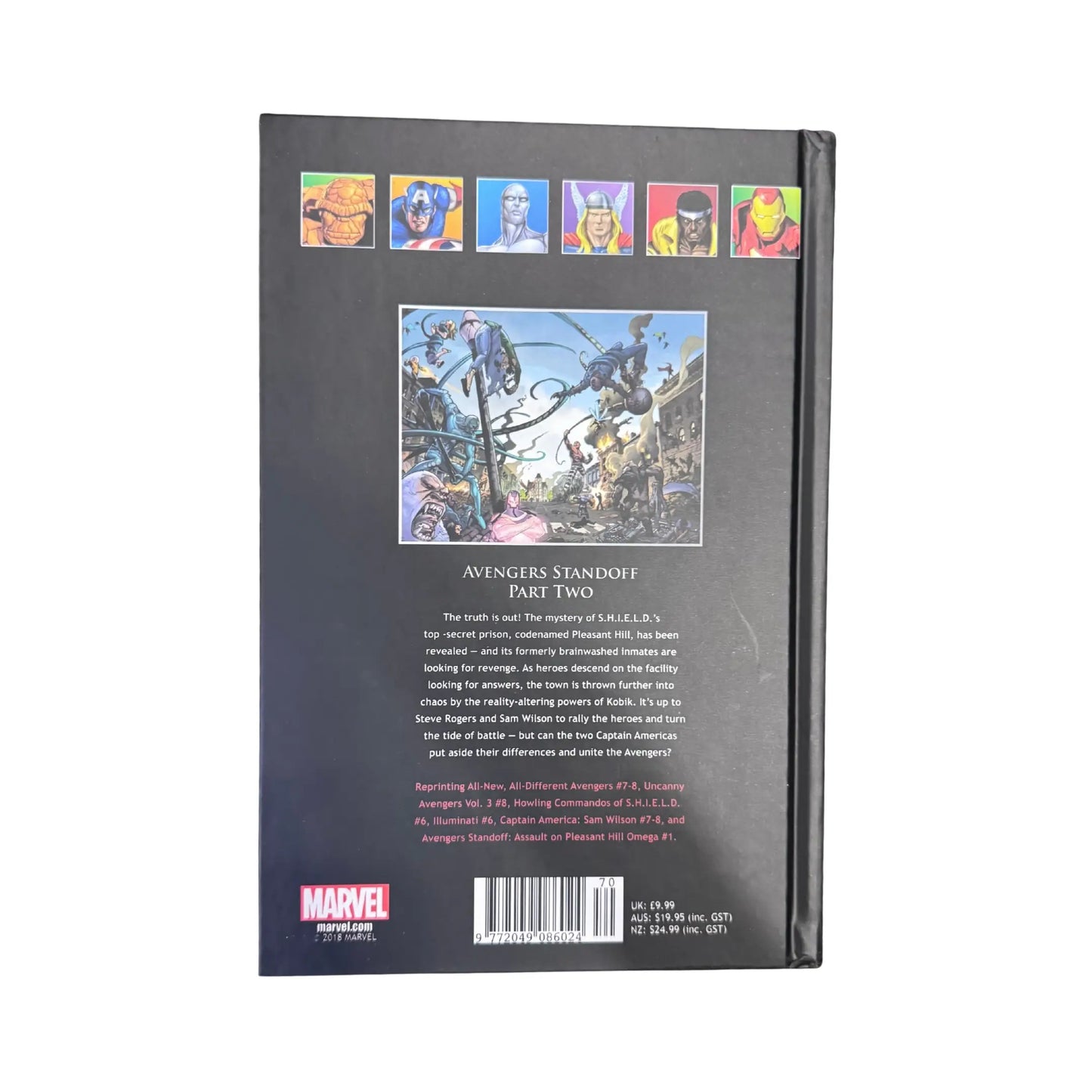 The back cover and synopsis of the original Avengers Standoff: Assault on Pleasant Hill (Part Two) book.