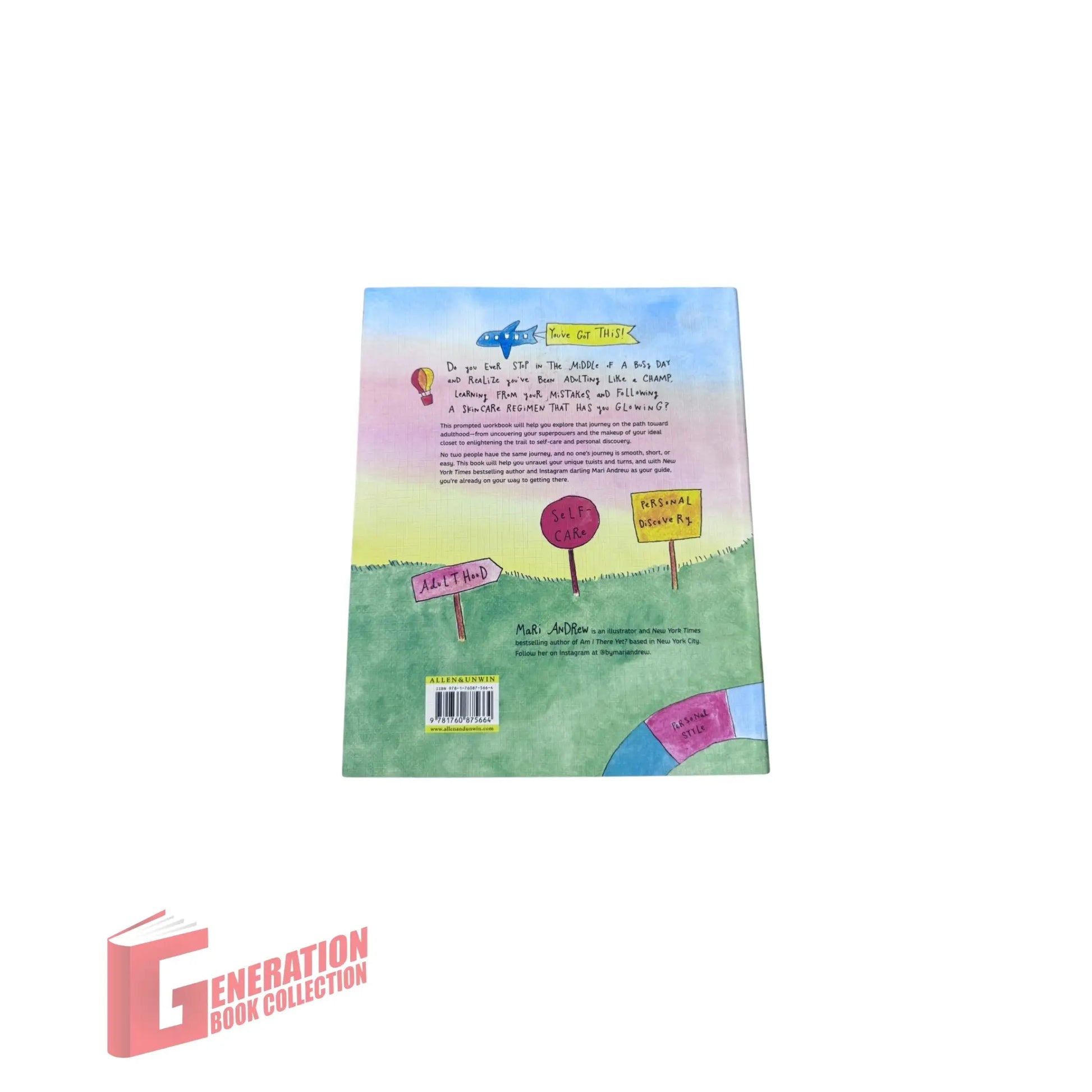 View of the back cover and ISBN information for this authentic imported copy of Getting There by Mari Andrew.