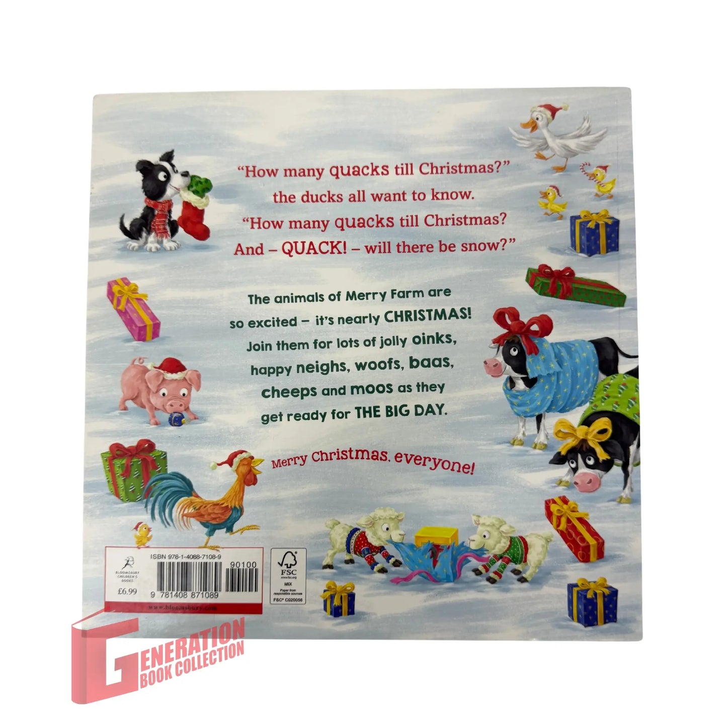 View of the back cover and ISBN information for this authentic imported copy of How Many Quacks Till Christmas?