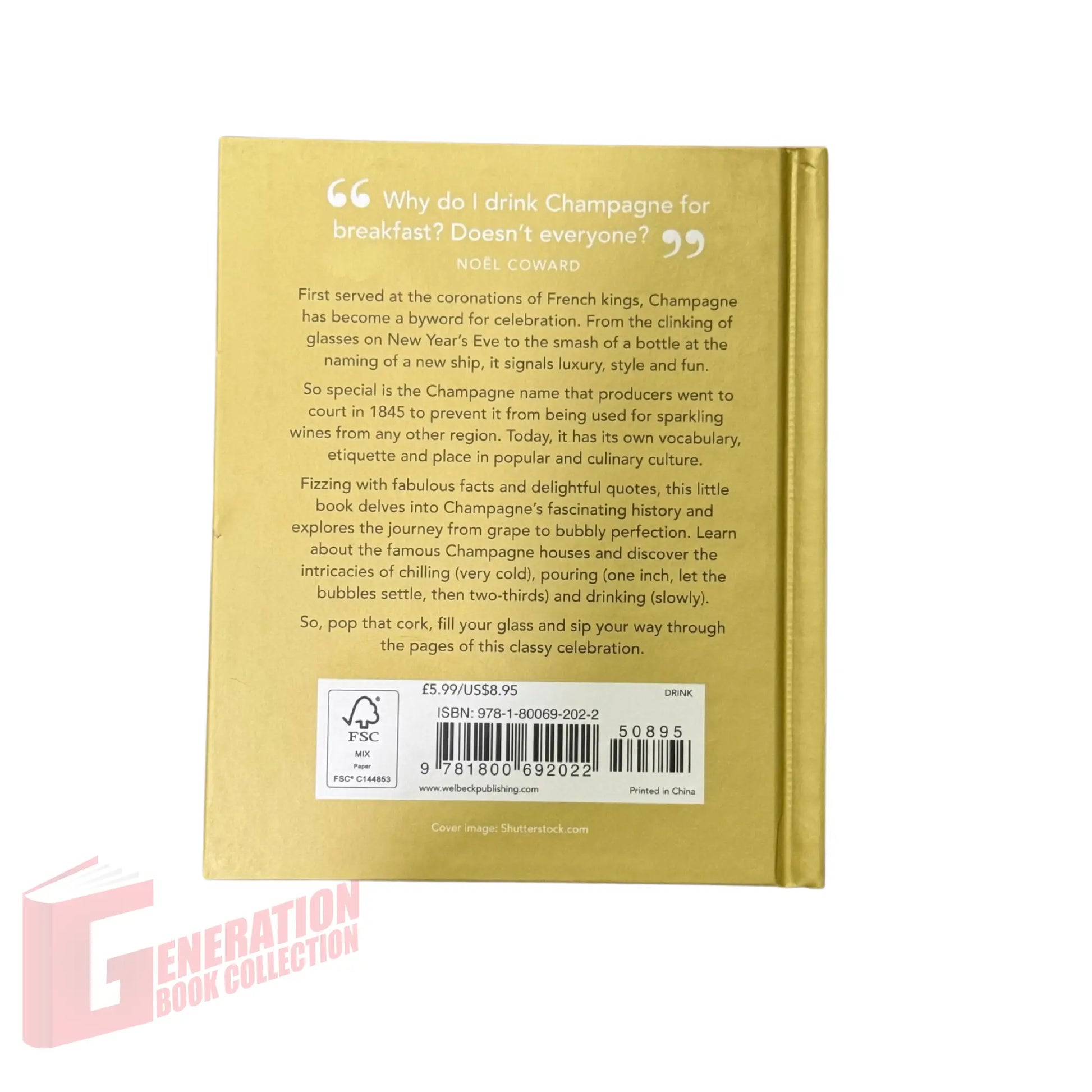 View of the back cover and ISBN information for this authentic imported copy of The Little Book of Champagne.