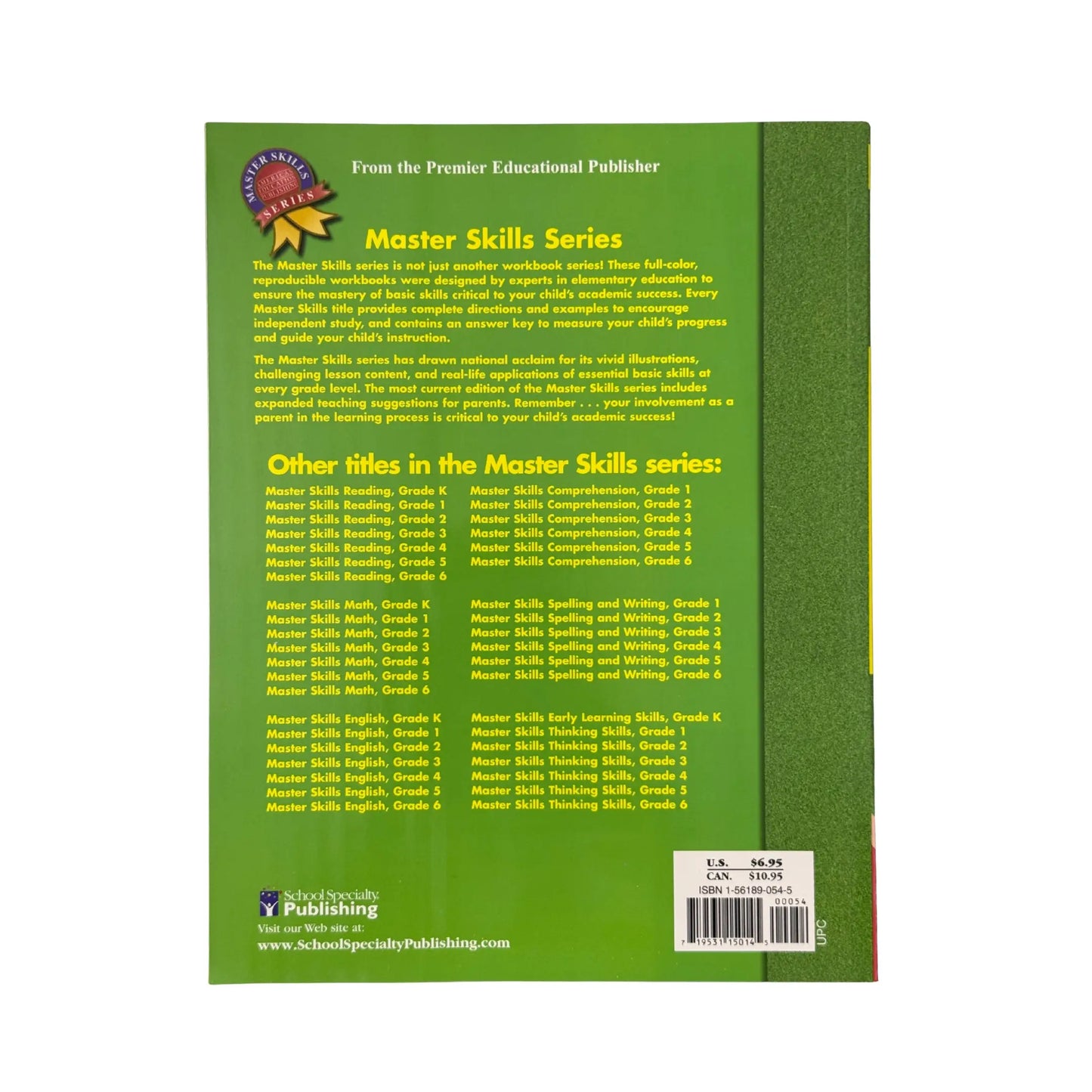 View of the back cover and ISBN information for this authentic imported copy of Thinking Skills, Grade 4.