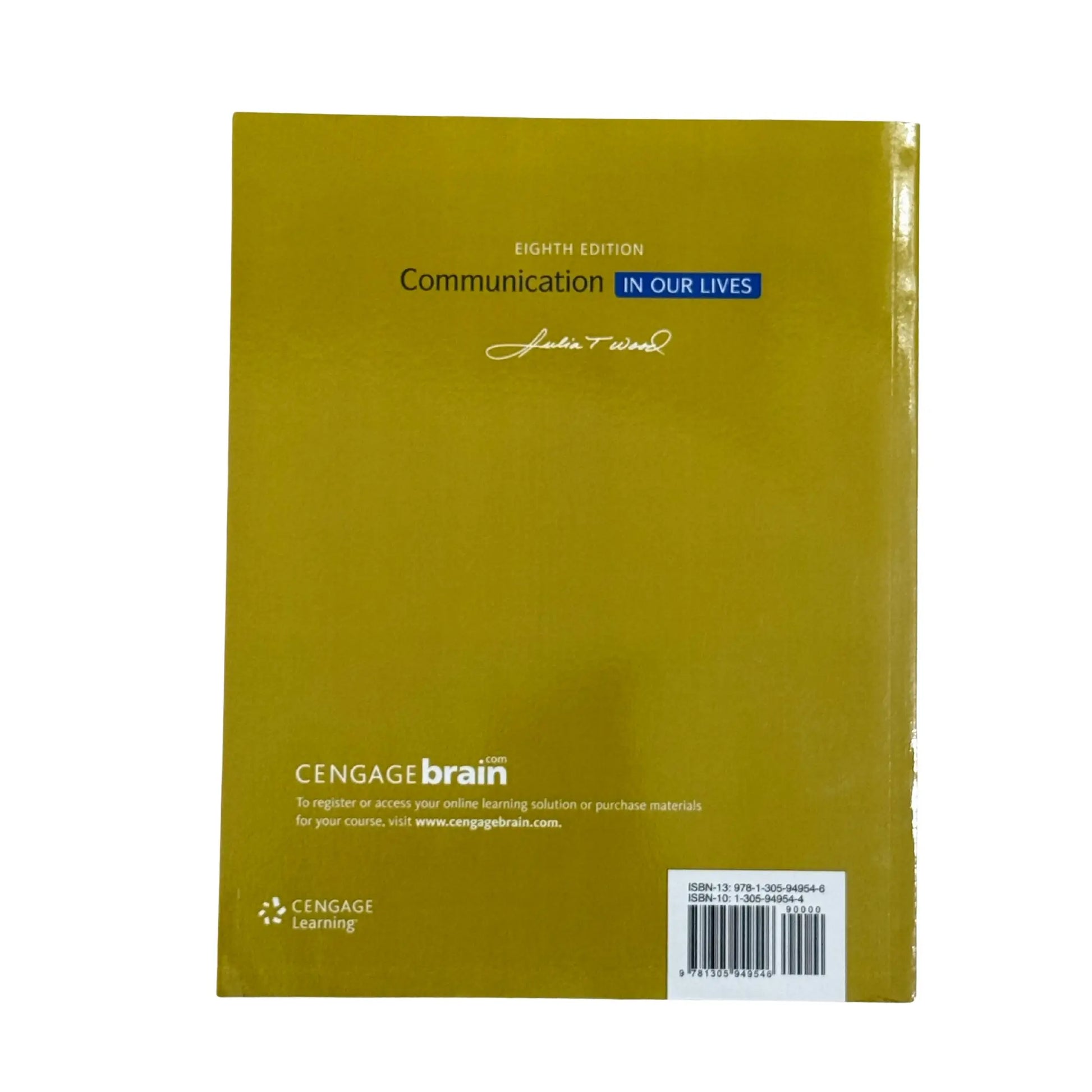 Back cover details of Communication in Our Lives imported edition