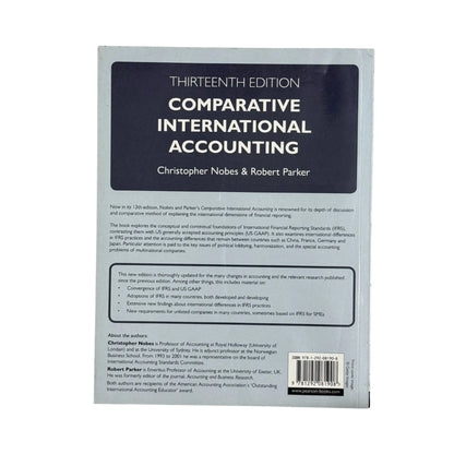 Back cover details of Comparative International Accounting imported edition