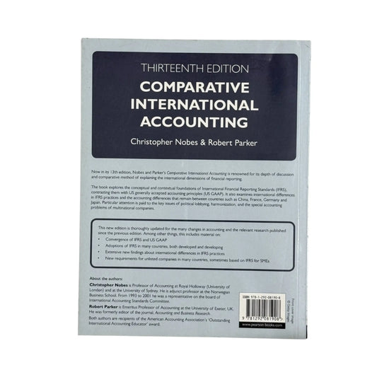 Back cover details of Comparative International Accounting imported edition