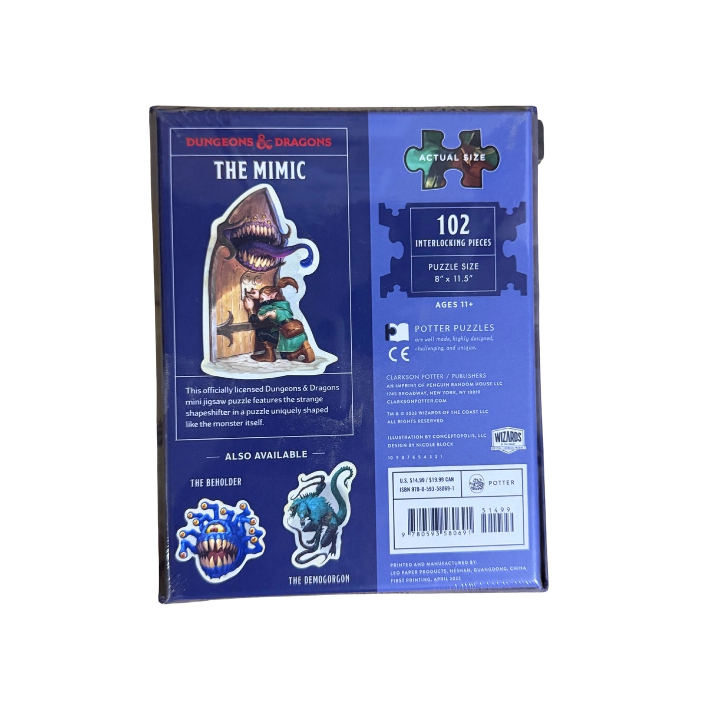 Dungeons and Dragons Mini Shaped Jigsaw Puzzle: the Mimic Edition 102-Piece Collectible Puzzle for All Ages