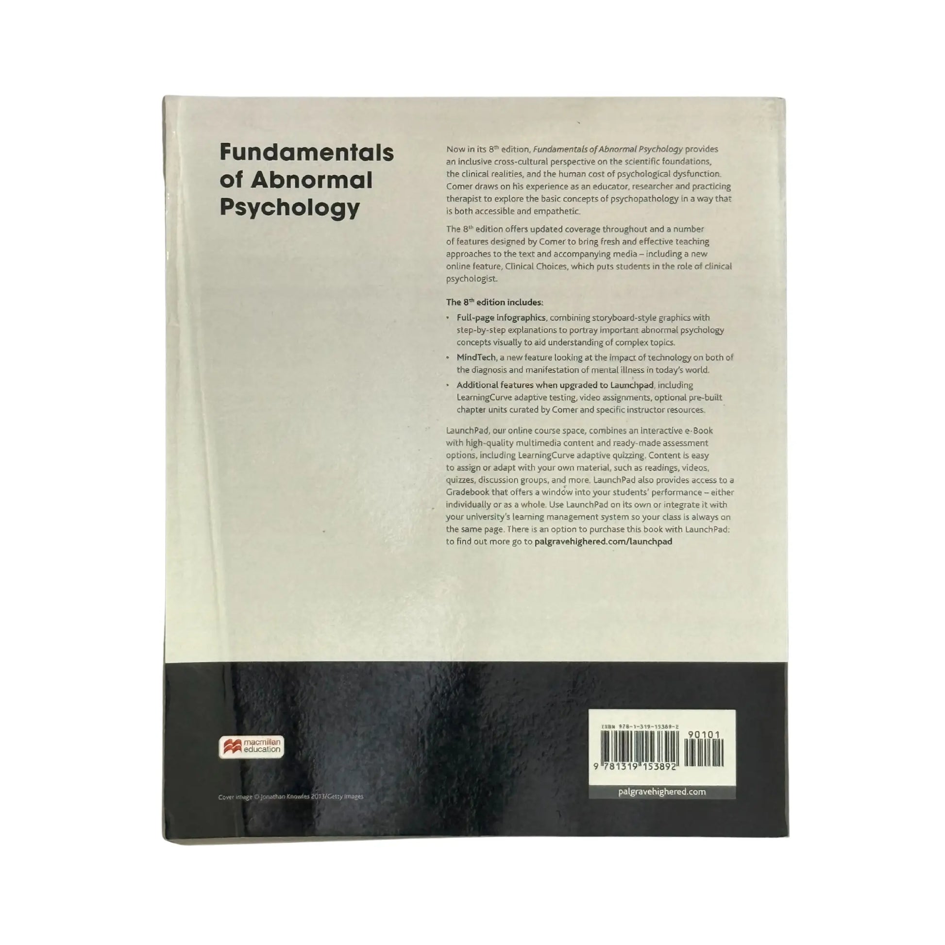 Back cover details of Fundamentals of Abnormal Psychology imported edition