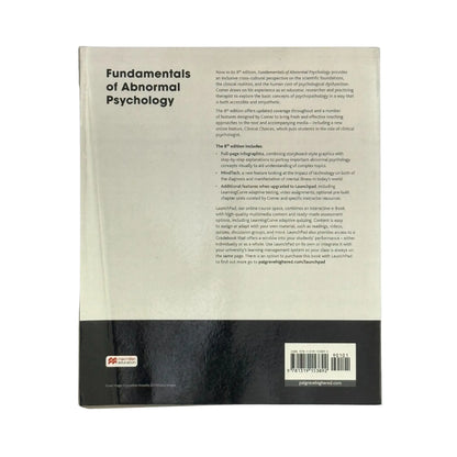 Back cover details of Fundamentals of Abnormal Psychology imported edition