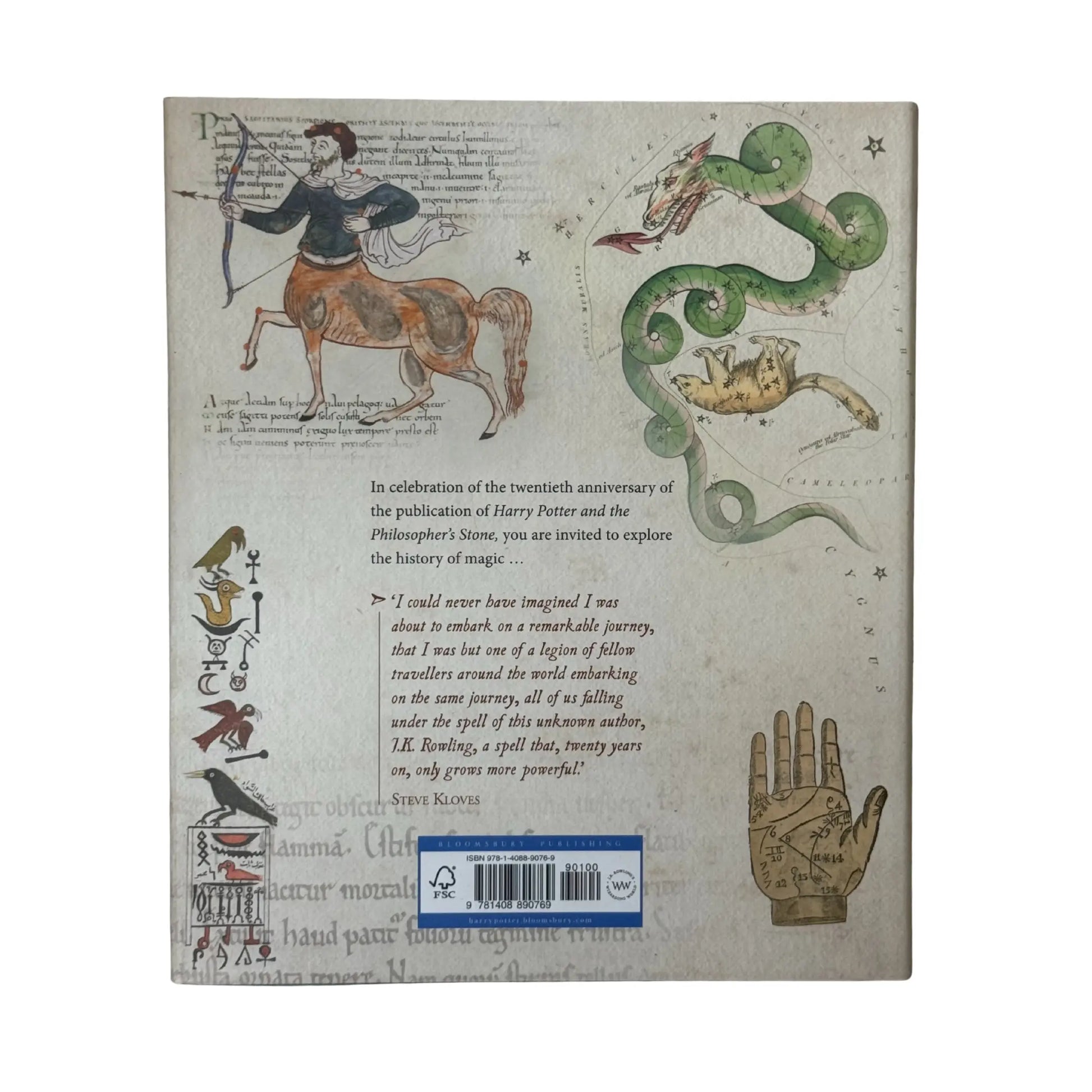 Back cover details of Harry Potter: A History of Magic imported edition