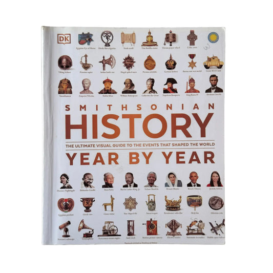 The front cover of History Year by Year: The Ultimate Visual Guide to the Events that Shaped the World by DK, available as an original imported copy at Generation Books Collection Pakistan.