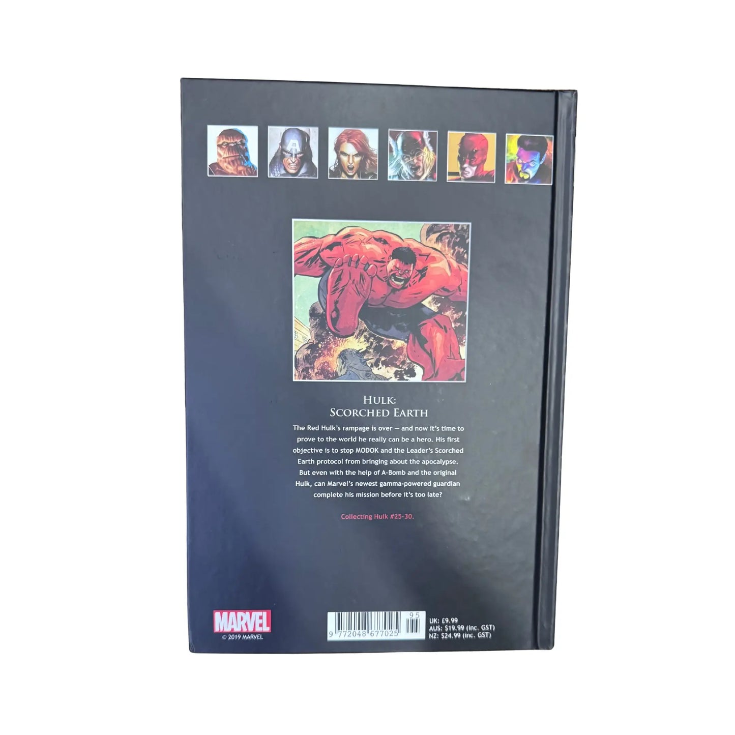 The back cover and synopsis of the original Hulk: Scorched Earth graphic novel.