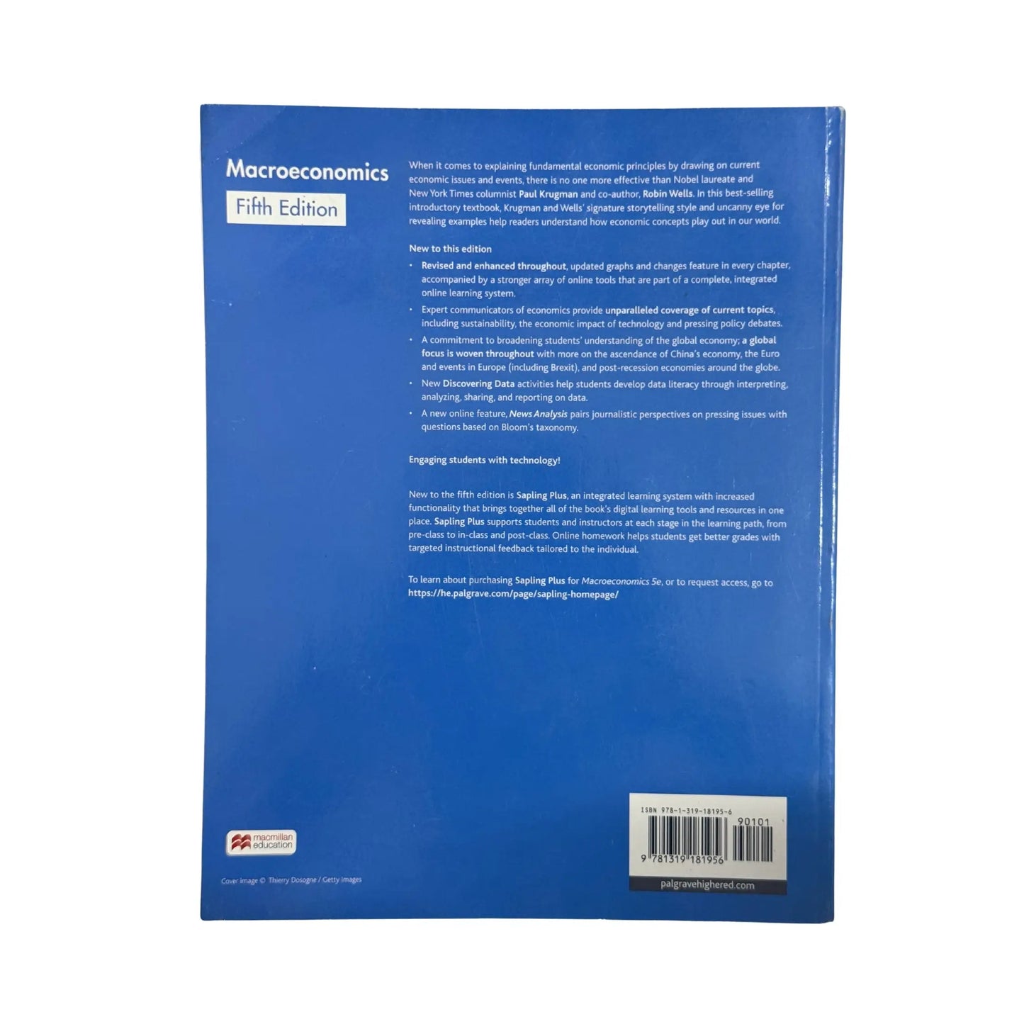 Back cover details of Macroeconomics imported edition