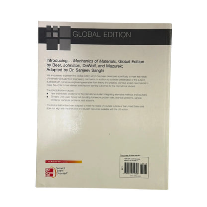 Back cover details of Mechanics of Materials imported edition