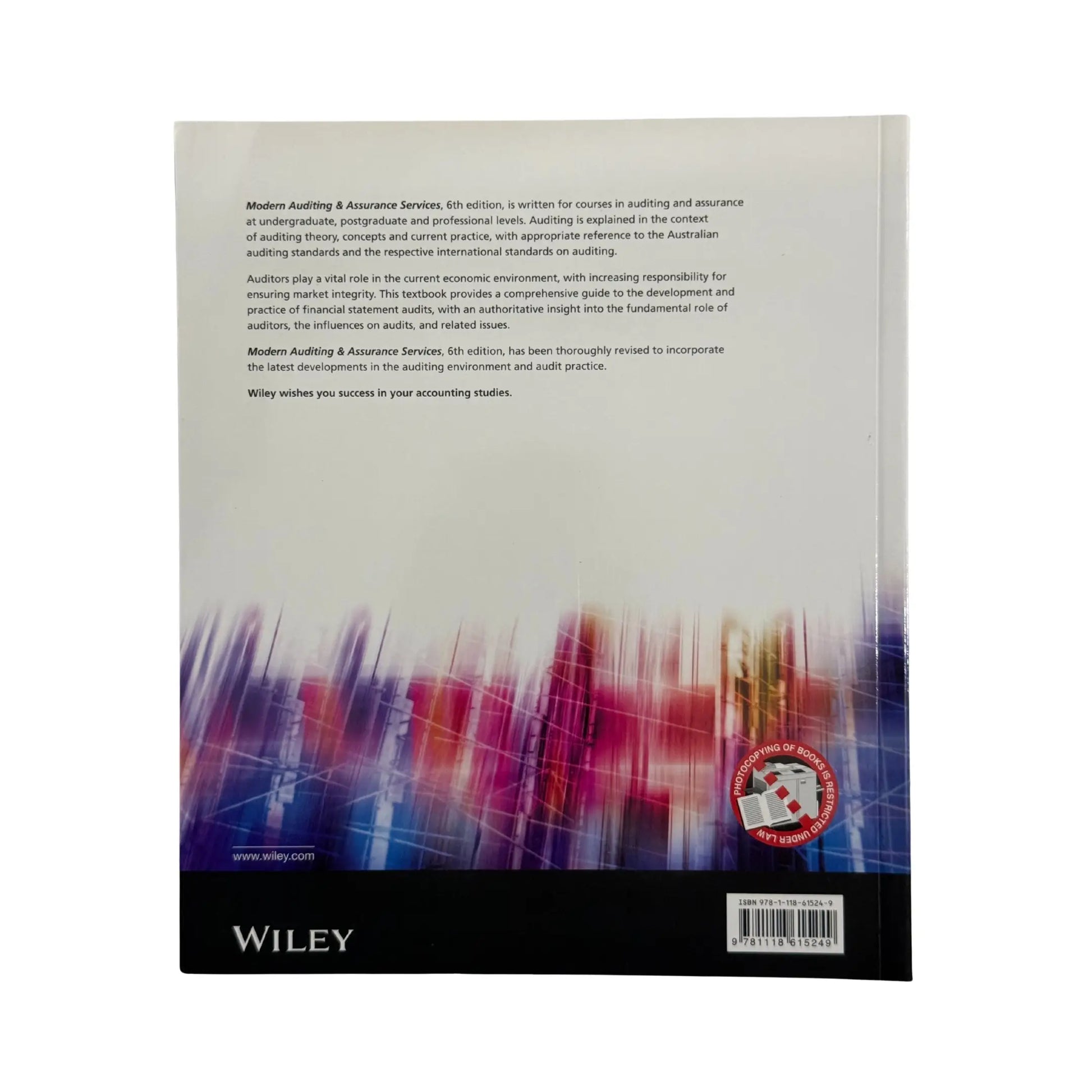 Back cover details of Modern Auditing and Assurance Services imported edition
