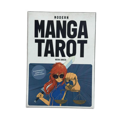 The box and card art of the Modern Manga Tarot by David Hard, available as an original imported set at Generation Books Collection Pakistan.