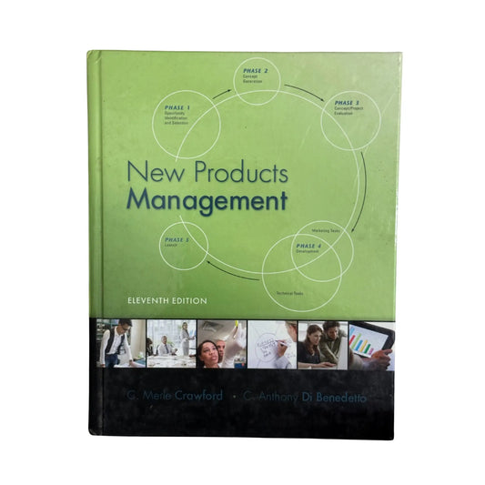 The front cover of New Products Management by C. Merle Crawford, available as an original imported copy at Generation Books Collection Pakistan.