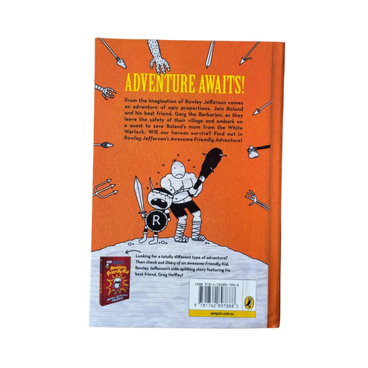 The back cover and synopsis of the original Rowley Jefferson's Awesome Friendly Adventure book.
