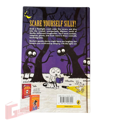The back cover and synopsis of the original Rowley Jefferson's Awesome Friendly Spooky Stories book.