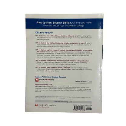 Back cover details of Step by Step to College and Career Success imported edition