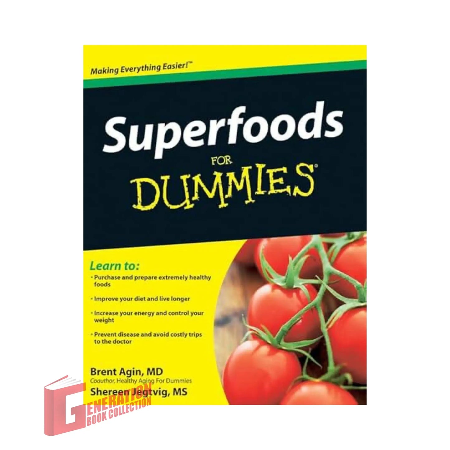 The front cover of Superfoods For Dummies by Brent Agin, MD, and Shereen Jegtvig, MS, available as an original imported copy at Generation Books Collection Pakistan.