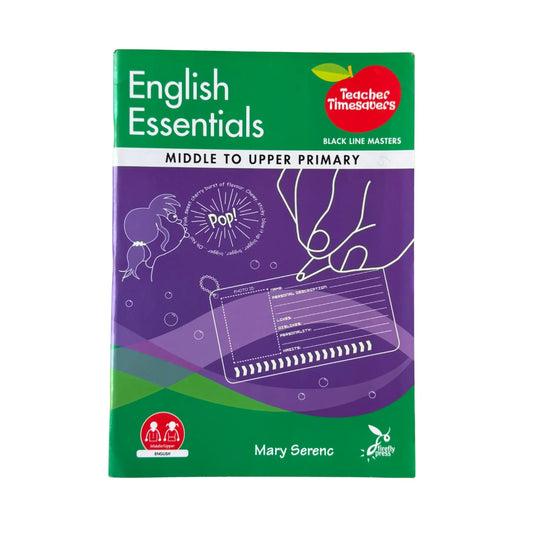 The cover of Teacher Timesavers: English Essentials Black Line Masters, an original educational resource book for primary teachers.