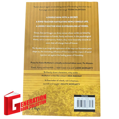 Back cover details of The Accident by Katie McMahon imported edition
