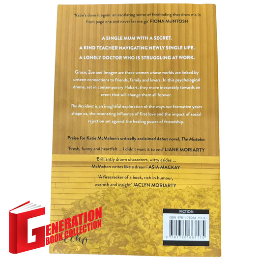 Back cover details of The Accident by Katie McMahon imported edition