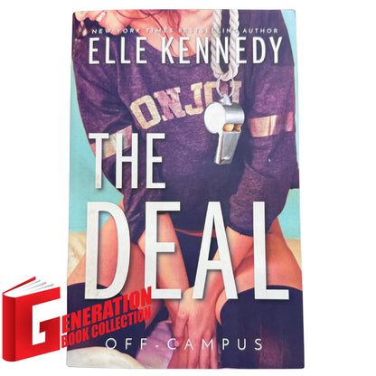 Front cover of the romance novel "The Deal" by Elle Kennedy, featuring a minimalist design with a focus on the title and a bold, contemporary aesthetic typical of the Off-Campus series.