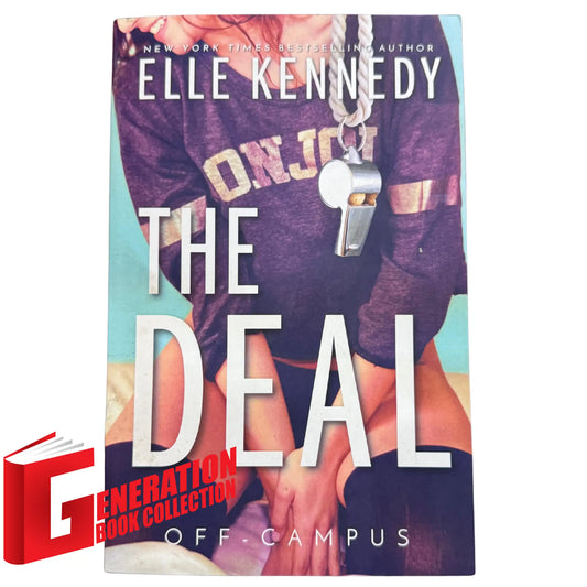 Front cover of the romance novel "The Deal" by Elle Kennedy, featuring a minimalist design with a focus on the title and a bold, contemporary aesthetic typical of the Off-Campus series.