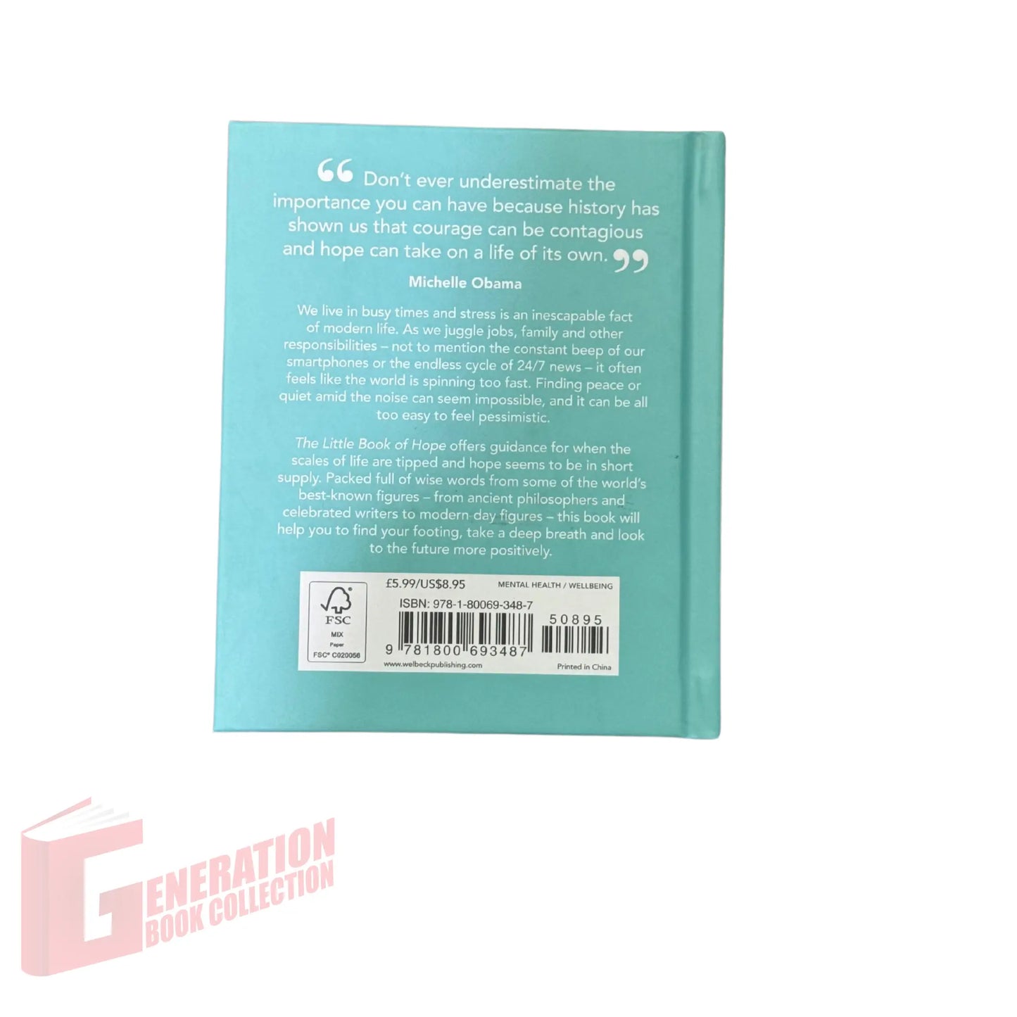 The back cover and synopsis of the original The Little Book of Hope book.