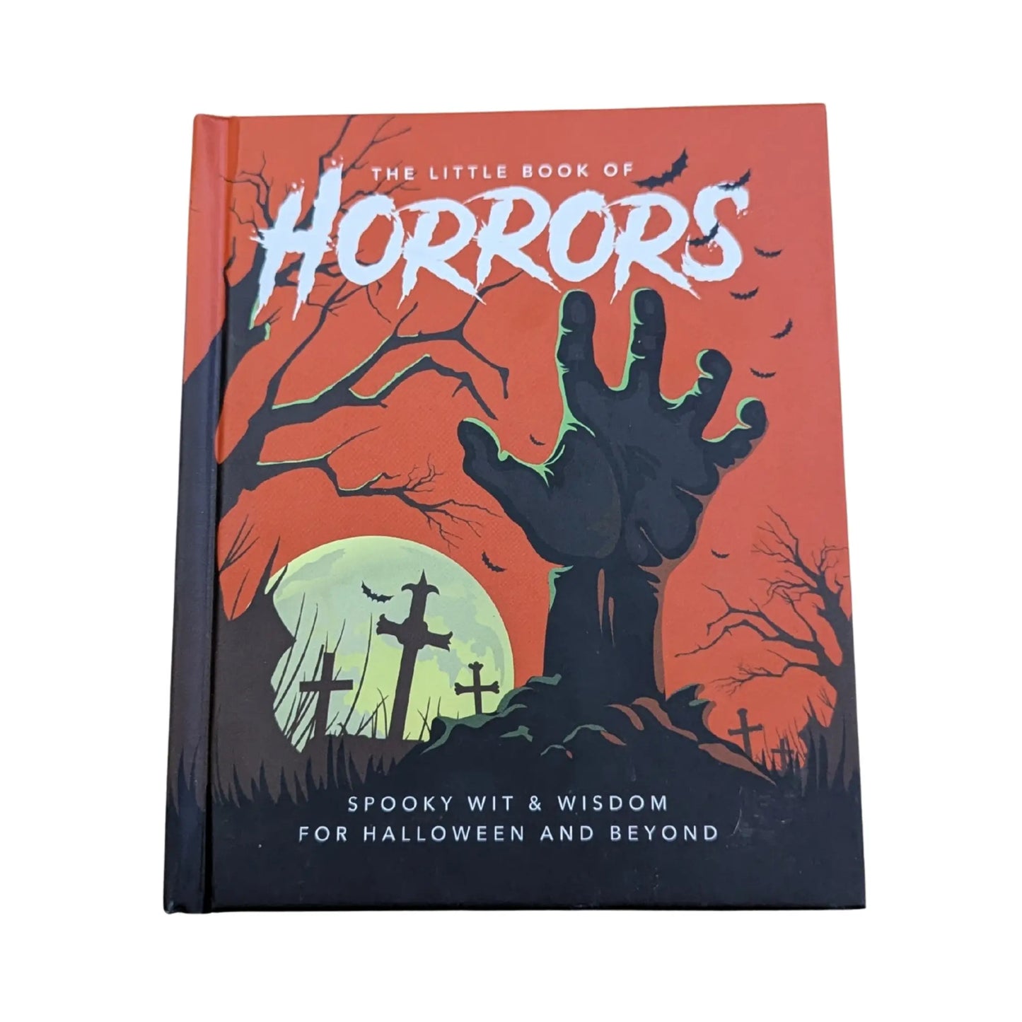 Official front cover of The Little Book of Horrors: A Celebration of the Spookiest Night of the Year by Orange Hippo!, a genuine imported horror and folklore book.