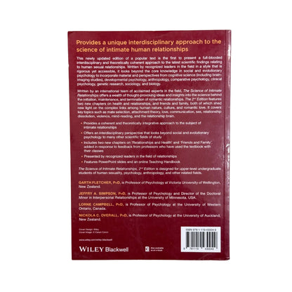 Back cover details of The Science of Intimate Relationships imported edition