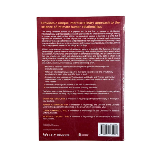 Back cover details of The Science of Intimate Relationships imported edition