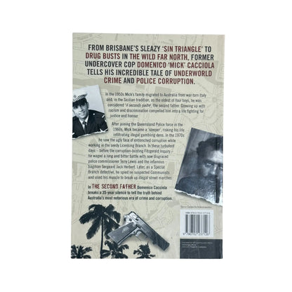The back cover and synopsis of the original The Second Father book.
