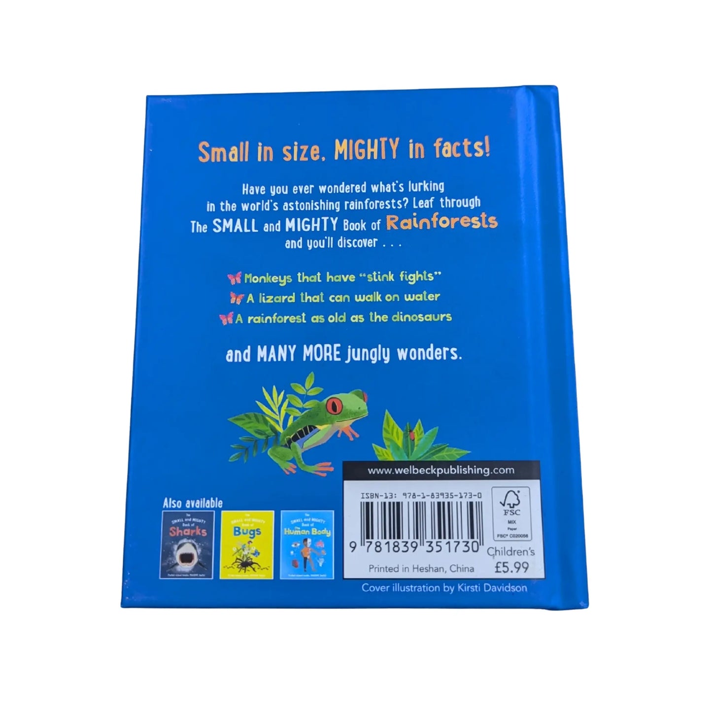 Back cover details of The Small and Mighty Book of Rainforests imported edition