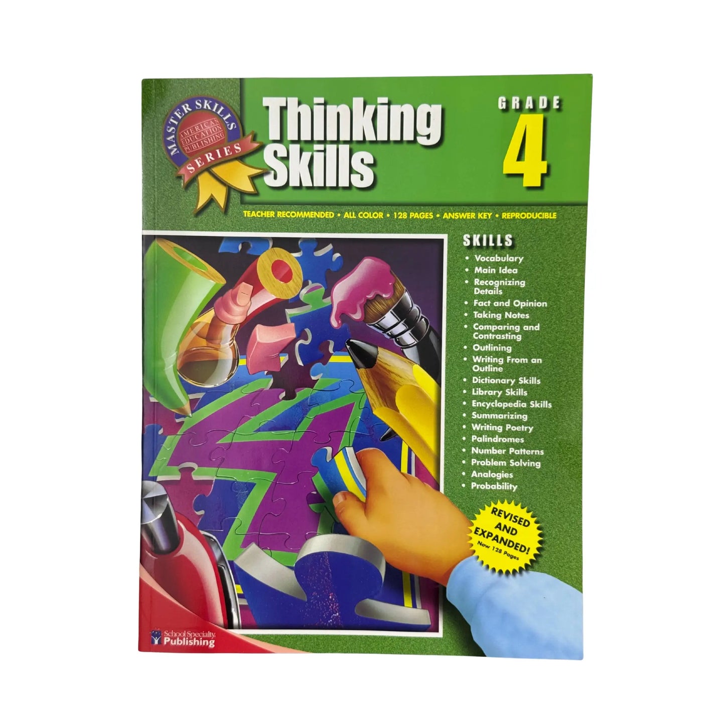 Official front cover of Thinking Skills, Grade 4 (Master Skills) by American Education Publishing, a genuine imported educational workbook.