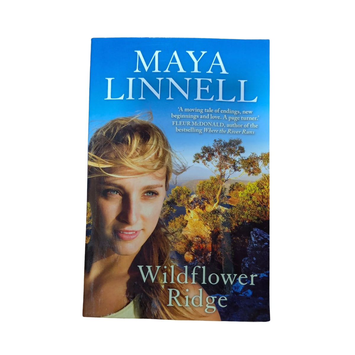 Front cover of Wildflower Ridge by Maya Linnell, an Australian rural romance published by Allen & Unwin