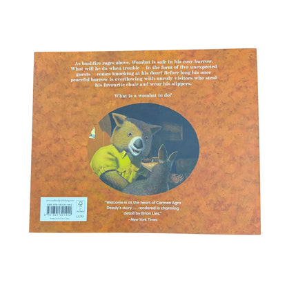 Back cover details of Wombat Said Come In imported edition