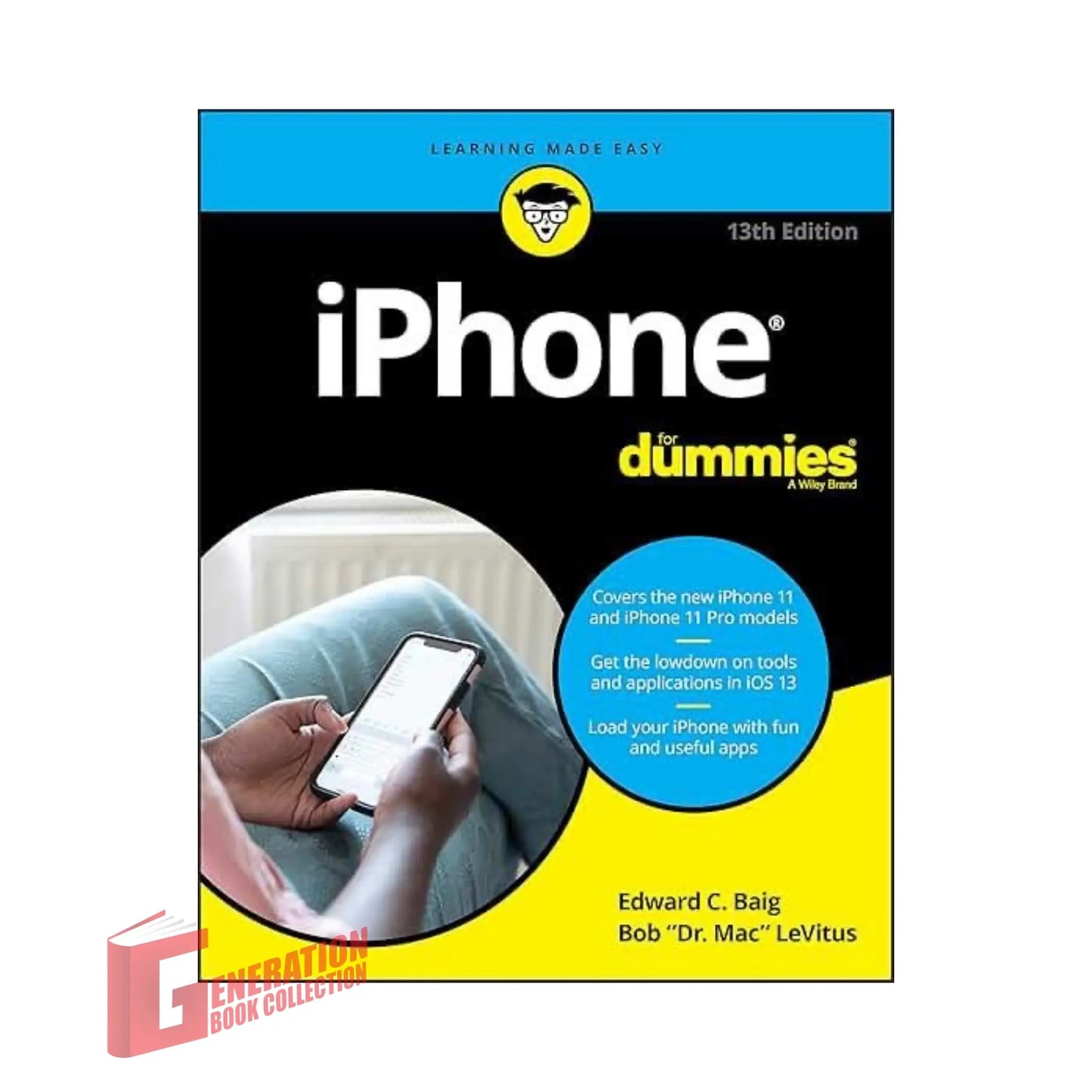 The front cover of iPhone For Dummies, 13th Edition by Edward C. Baig, available as an original imported copy at Generation Books Collection Pakistan.
